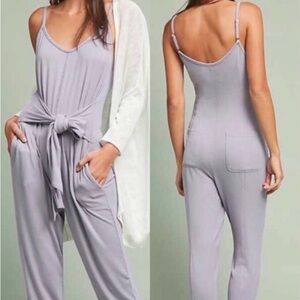 Anthropologie Lilac Tie in Front Jumpsuit - So Cozy!